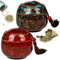 Bakiauli Botes Cocina Almacenaje Vintage Tarro de Té Cerámica, 2 Piezas Latas té Pequeñas Portátiles con Tapa Hermética, Hojas Sueltas Cerámica China para Café Azúcar Especias