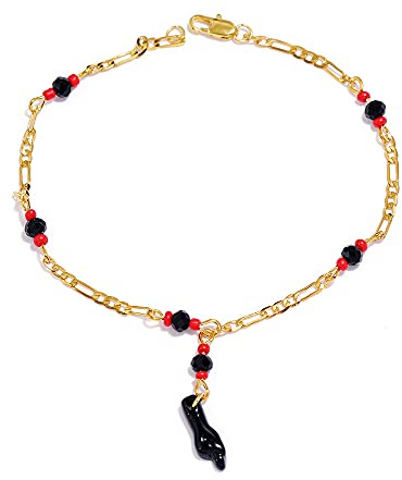 tenghong2021 Figa Azabache Fußkettchen mit Hand Anhänger für Damen und Mädchen