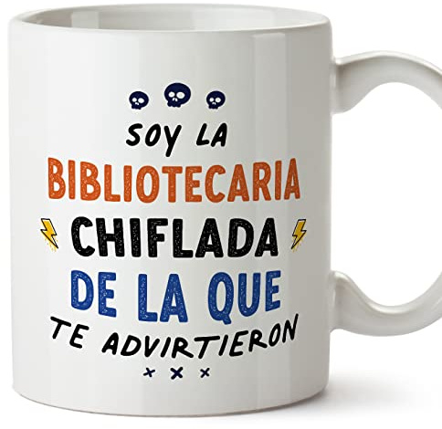 MUGFFINS Tazas para BIBLIOTECARIA mujer - En Español - Todos te advirtieron - 11 oz / 330 ml - Regalo original y divertido