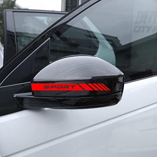 Autodomy Pegatina Espejo Retrovisor | Pack 6 Unidades Pegatinas Coche Retrovisor | Adhesivo con Diferentes Anchuras | Diseño Sport en Franjas Rayas | Pegatinas Coche (Rojo)