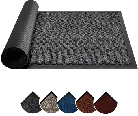 Circle of trust Hallway Runner Rug Grey 90x300 cm Non Slip Heavy Duty Long Carpet Runner, Rubber Backed Dirt Trapper, Washable Runner for Hall Kitchen Bedroom Laundry & Office