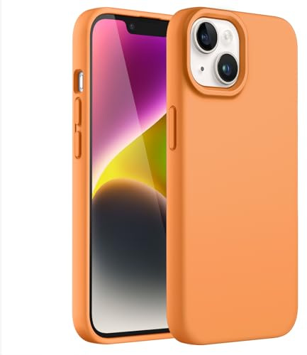 JETech Silikon Hülle für iPhone 14, Gelborange | Seidig Weiches Gefühl, Stoßschutz, Kratzfest, Mikrofaser-Innenfutter