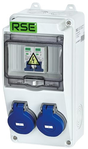 RSE BAUSTROMVERTEILER WANDVERTEILER KOMPLETT VERDRAHTET 230V SCHUKO MIT ZÄHLER ZUR AUSWAHL IP65, 1. 2X 230V MIT LS