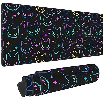 Colorful Cat Large Mouse Pad Gaming Office Keyboard Desk Mat for Computer Play Game Study Non-Slip Waterproof XXL (11.8 x 31.5 inch) Decor Accessories