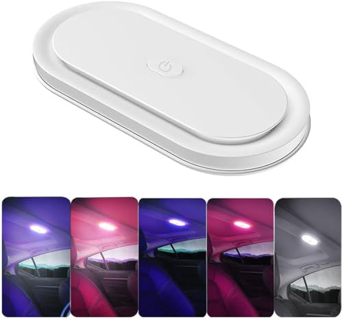 illuminazione ambientale a 5 colori per gli interni dell'auto,luci interne dell'auto a LED senza fili,interruttore a sfioramento multifunzionale e luce interna dell'auto ricaricabile via USB