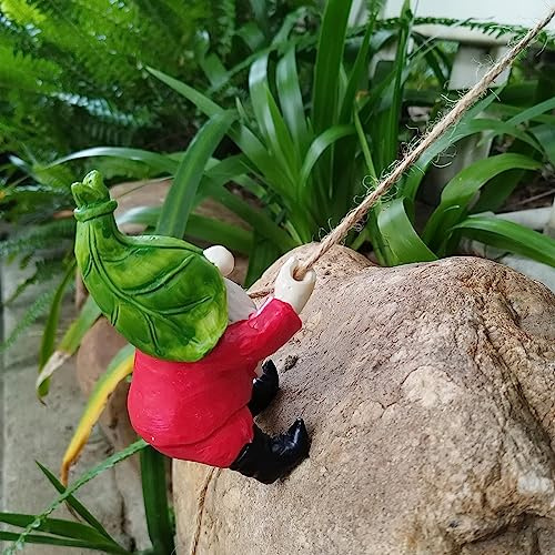 Climbing Gnome Statue Tree Hugger Outdoor Decor, Funny Garden Gnome Statue Whimsical Tree Sculpture Resin Hanging Gnome Figurines for Patio Lawn Yard Ornaments