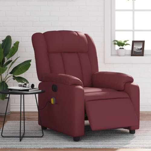 Homgoday Massagesessel Elektrisch Relaxsessel Fernsehsessel mit Liegefunktion Liegesessel Polstersessel Ruhesessel Sessel Verstellbare Rückenlehne VibrationsfunktionWeinrot Kunstleder