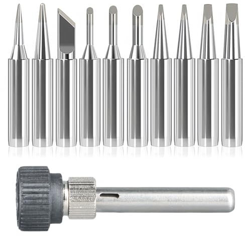 10 Pezzi Punte Saldatore Stagno, Punte per Saldatura Set, Ricambi Saldatore a Stagno, 900m Punte per Saldatore Senza Piombo, Con Manicotto di Saldatura, per Maniglie di Stazioni di Saldatura Serie 936
