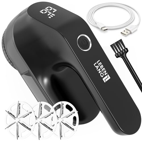 LEBENLANG Leva pelucchi elettronico ricaricabile 2000mAh – Incl. Display LED & Spazzola per Pulizia | Fino a 2 ore di autonomia Macchinetta levapelucchi elettrico Togli rimuovi maglioni Tira peluche