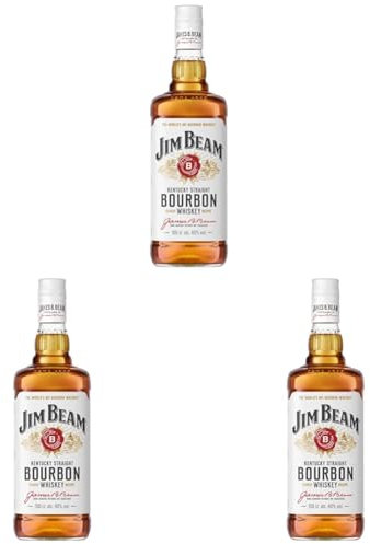 Jim Beam White Label Kentucky Straight Bourbon Whiskey, Whisky Américain 40% - 1L (Lot de 3)
