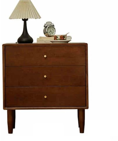 Commode haute en bois de noyer pour le rangement du salon, commode d'appoint à 3 niveaux avec grand espace de rangement