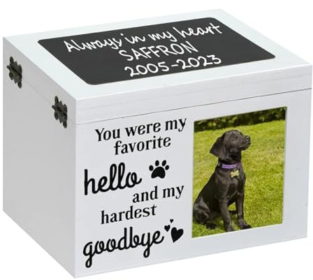 Urnas para mascotas para perros, caja de cremación para mascotas - Recuerdo y cenizas de perro con marco de fotos | Recuerdo y cenizas de perros grandes, caja fotográfica para cenizas de a