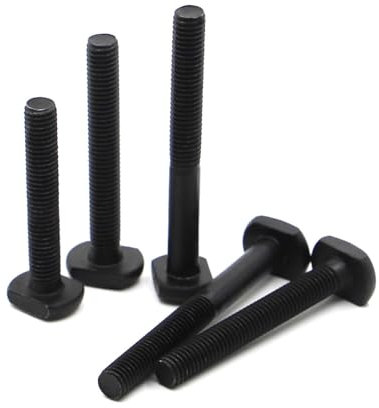 TULDYS M6 M8 M10 M12 noir en acier au carbone T forme poinçon fraiseuse vis tige filetée capuchon de serrage boulon t-slot boulons à tête en T GB37(45mm,M8 5pcs)