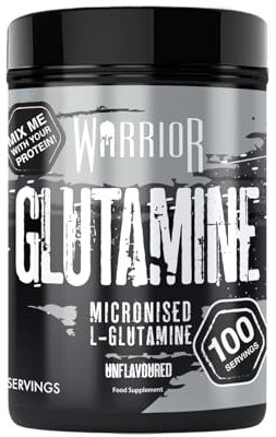 Warrior Glutamine 500g - Pure Micronised L-Glutamine Powder - Amino Acid - Muscle Growth & Recovery Supplement- Gut Health - Mix in Protein - Pre and Post Workout - 100 Servings (Unflavoured)