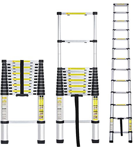 Aluminum Telescopic Extension Ladder 8m/7m/6.2m/5m/4m/3.8m/3.2m/2m/1m - Lightweight, Compact, Adjustable Ladder for Rooftop, Loft, RV, Attic, Outdoor Work & Home Use