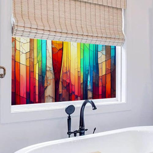 Fensterfolie Blickdicht 75x200cm Farbige Fensterfolie Sichtschutz von Aussen,Sichtschutzfolie Fenster Anti-Uv,Selbstklebend Statische Folie, Dekofolie für Wohnzimmer Küche Büro