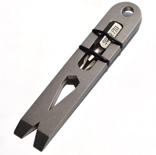 Titanium Pry Bar Multi-Tool Compact EDC Tool with Cross Bit Head Pocket Crowbar