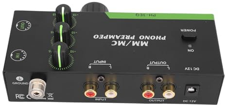 Fockety MM MC Phono Preamp, 5 Pin XLR -Eingangsausgabe Professionelles Mini -Stereo -Stereo -Vorverstärker mit 3,5 -MM -Kopfhörerausgabe für Turntable -Plattenspieler und Aktive (EU-Stecker)