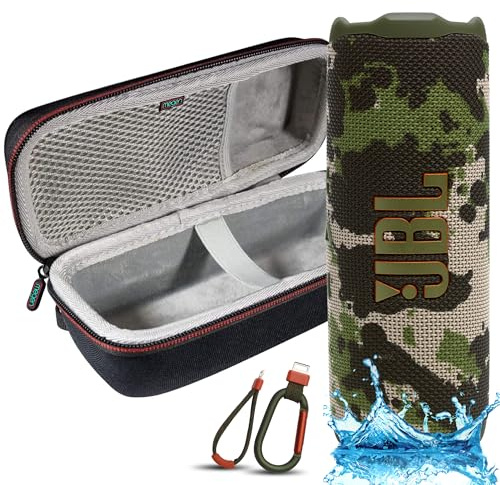 JBL Flip 7 Haut-parleur Bluetooth portable, étanche IP68, anti-poussière, anti-chute, système PushLock, amplificateur sonore AI, batterie 16 h, étui de protection Megen Hardshel (camouflage)