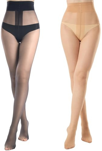 Aaronano Reißfeste Strumpfhosen Damen Durchsichtig FeinStrumpfhose | Transparent,Reißfest,Hoch Taillierte,T-Schritt,10D,2 Paar