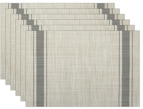 comfoyar Juego de 6 Manteles Individuales Raya Vertical Gris Rectangular, Salvamanteles Individuales de Manteles Lavables e Impermeables para Cocinas y Comedores Decoración de Mesas 30x45 cm
