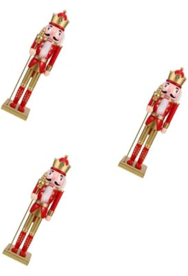 ABOOFAN 3pcs Wooden Nutcracker Soldier Figurine Tall Christmas Tabletop Decor Festive Fireplace Mantel Centerpiece with Artistic Detailing Holiday Decoration for Living Rooms and Offices