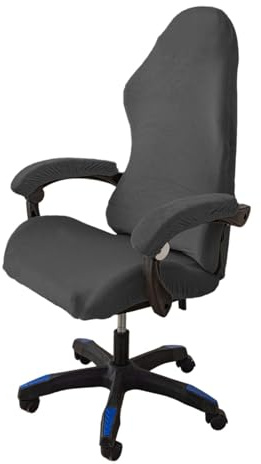 4 Piezas Funda para Silla de Juego, elástico Engrosado, Funda Elástica Silla Gaming, Funda para Silla Gaming, con Cremallera, Adecuado para sillas de computadora, sillas de Juego (Gris Oscuro)