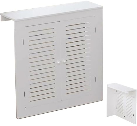 Copritermosifone Bianco con Ante a Persiana, Armadio Riscaldante Protettivo a Doghe Su tre Lati, Pannello in PVC Lavabile, per la Casa(80 * 80cm)