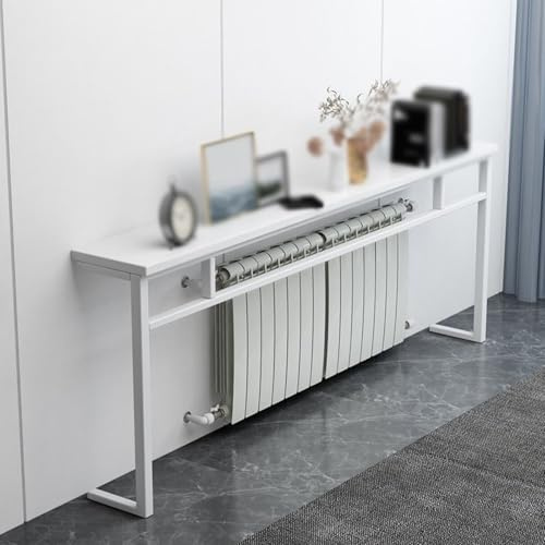 WANGRUIERHA Etagere Radiateur en Fonte, Tablette de Radiateur, Armoire de Routeur Blanche, Convient pour Salle de Bain, Salon, Chambre, Cuisine(80x15x90cm/31x6x35in)