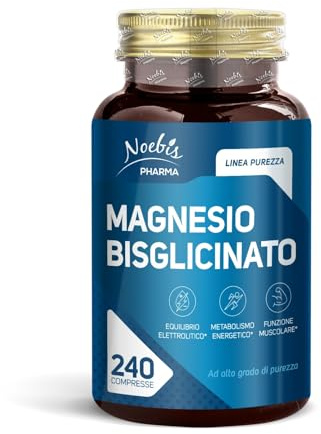 Magnesio Bisglicinato Chelato – Alta Biodisponibilità e Tollerabilità – 240 Compresse Formato Maxi | Supporto a Energia, Muscoli e Sistema Nervoso