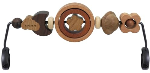 iGRATENS Barre de jouets pour bébé - Barre de jouets pour transat Soft | Facile à installer et à enlever, rotation à 360 °, jouet en bois naturel, design passionnant pour les bébés curieux