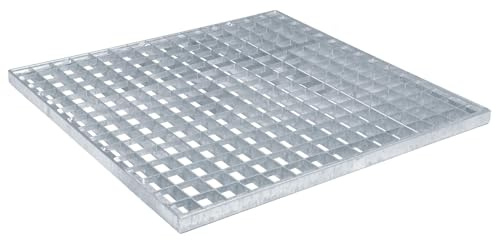 vidaXL Galler Silver 50 x 50 x 2 cm Varmförzinkad stål, Trädgård och terrass, slitstark metallgaller, smart gränd, inredning för staden, tuff avloppsplattform