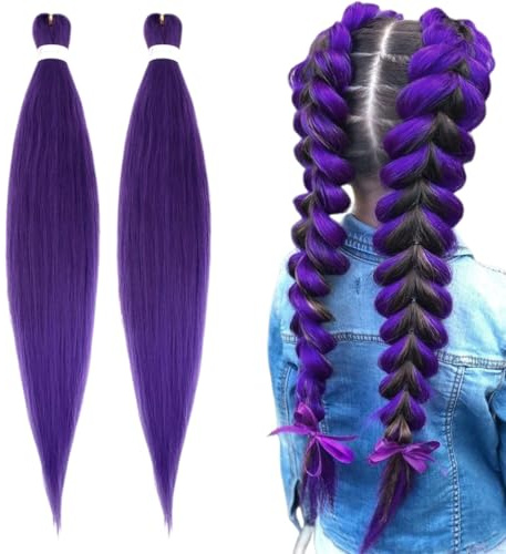 DOKRIN Extensions de cheveux,Deux extensions de cheveux tressés africains violet foncé, de 65 cm de long, convenant aux femmes.
