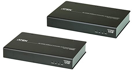 Aten VE813A extensor audio/video Transmisor y receptor de señales AV Negro