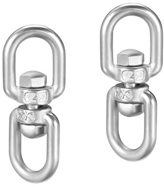 sourcing map M4 Swivel Eye Double Ended Round Rotating Hoist Ring, 5/32 in Stainless Shackle Connector Bolts Eye to Eye 2 Pcs