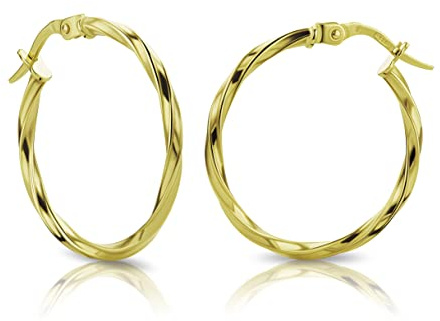 OROVI Ohrringe Gold- 14 karat (585) Gelbgold – Goldene Creolen Damen, Creolen Gold 23 mm, Hypoallergene goldene Ohrringe, Schmuck Damen, Goldschmuck hergestellt in Italien- inkl. edler Schmuckbox