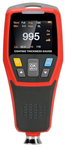 Coating Thickness Gauge UT343D, RockyMars Professional Digital Paint Thickness Gauge Paint Depth Meter for Used Car, Resolution 0.01mils, F/NF, with Visual Go-NoGo Indicator and Auto Rotatable Display