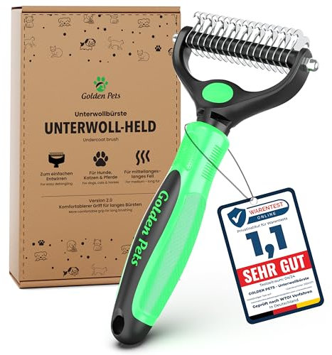 TESTURTEIL SEHR GUT Unterwollbürste & Unterfellbürste I Hundebürste & Katzenbürste für langhaar I Unterwollkamm entfernt Unterwolle & Verfilzungen