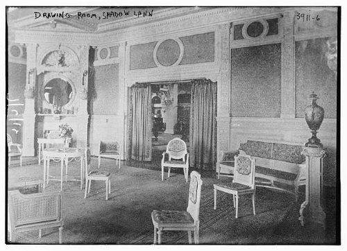 HistoricalFindings Photo: Drawing Room,Shadow Lawn,Chairs,Curtains,Table,Flowers,vase,Bain News,Mirror