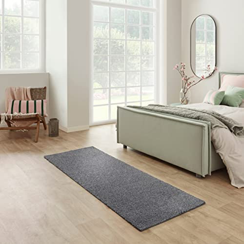 Carpet Studio Maine Teppich Läufer Anthrazit, Läufer Flur 67x180cm, Kurzflor Teppiche, Küchenläufer, Wohnzimmerteppich, Bettvorleger Schlafzimmer