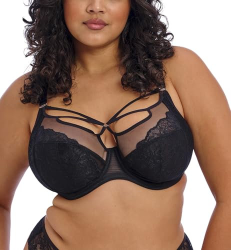 Elomi Women's Brianna Strappy Underwire Plunge Bra, Black, 34F