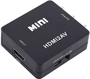 CCYLEZ Convertisseur d'adaptateur HDMI vers et CVBS, Adaptateur Audio vidéo Composite 1080p Prise en PAL/NTSC, convertisseur de Mini HDMI vers AV(Noir)