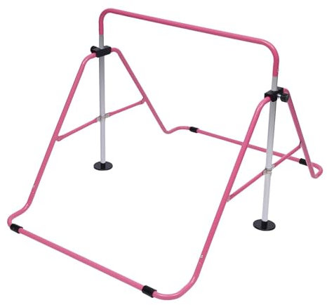 DIFU Turnreck Gymnastik Reck 4.25FT Turnstange Reckstange Garten Kinder Klimmzugstange Reckanlage Horizontale Training Bar Trainingsgeräte Outdoor Fitness Höhenverstellbar, Rosa
