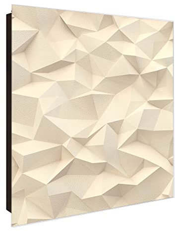 banjado Großer Schlüsselkasten Glas - Schlüsselbox 30x30cm mit 50 Haken - Schlüsselkasten modern für Schlüsselaufbewahrung mit beschreibbarer, magnetischer Glastür - Motiv Steinwand 2
