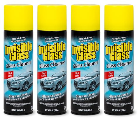 Invisible Glass 91164-4PK Premium Aerosol Glass Cleaner Spray for Car Windshields and Windows, Automotive and Home Window Cleaner, Streak-Free, Ammonia-Free, Tint-Safe – 19 oz (Pack of 4)
