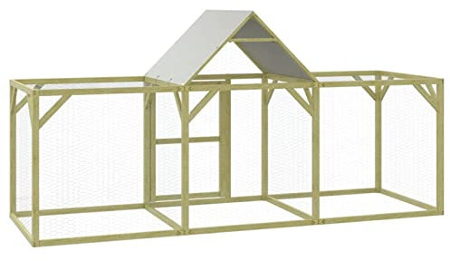 Tidyard Hühnerstall Hühnerkäfig Mit Dach Hühnerhaus Kleintierstall Freilaufgehege Geflügelstall Voliere für Hühnern, Hennen Enten,Abschließbare Tür,300 x 100 cm (L x B),Oberhöhe: 150 cm