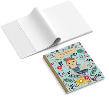 easyprint Poesiealbum personalisiert mit Name | Design Flowers # 3 | 148 x 210 mm | Hardcover | Papier 100 g/m² | Blanko Innenseiten | Freundebuch | Erinnerungsbuch