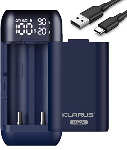 KLARUS Smart batteriladdare och strömförsörjning 2 i 1, LED Display Smart laddare, 21700 20700,Endast för KLARUS 18650 (2 platser)
