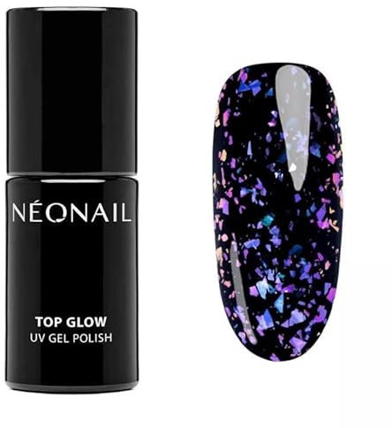 NÉONAIL UV Nagellack Top Coat Gel UV Top Glow Violet Aurora Flakes 7,2 ml NÉONAIL Überlack Für Nägel UV Lack Glitter Gel Nägel Nageldesign
