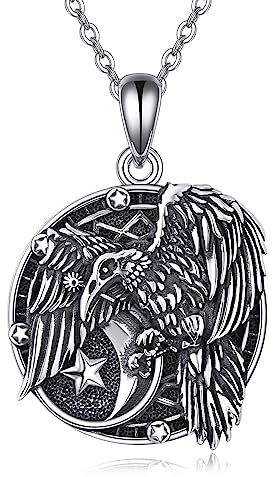 VONALA Wolf/Drachen/Eule/Pferd/Ankh/Hexenknoten/Kompass/Raben Totenkopf Halskette Sterling Silber Wikinger Anhänger Schmuck für Damen Herren Unisex